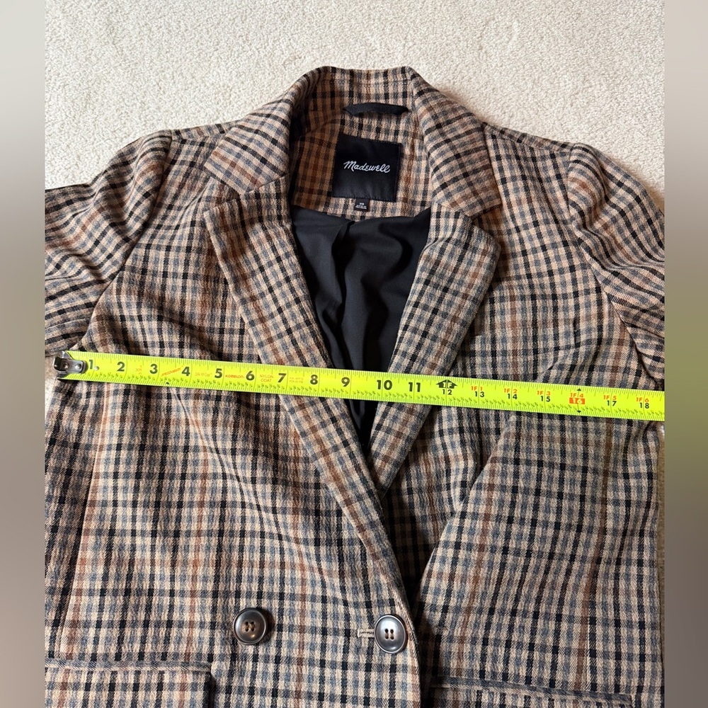 Madewell, The Caldwell Double Breasted Blazer tan black size XS extra small - Picture 2 of 9